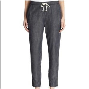 EILEEN FISHER Tencel Cotton Chambray Denim Look Drawstring Pants Gray -Size‎ M